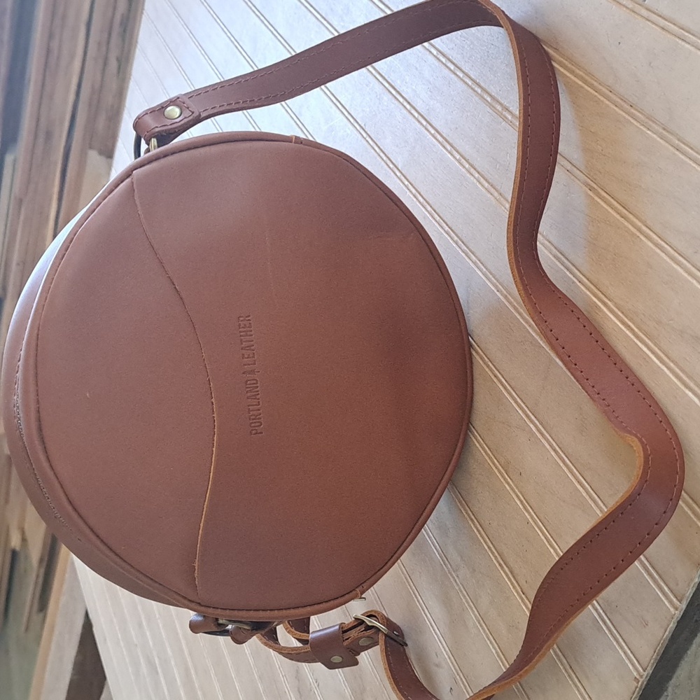 Portland Leather Round Crossbody Bag in Brown